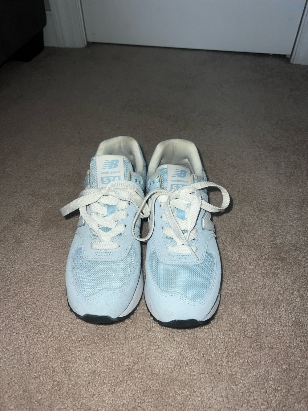 New Balance Women's Light Blue & White Platform Sneakers - Picture 2 of 3